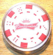 (1) Budweiser Beer Poker Chip Golf Ball Marker - White - Dice - $7.95