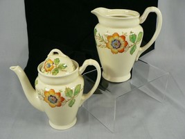 Teapot Pitcher w/ Lid &amp; Creamer Made in England Floral Pattern - £31.13 GBP