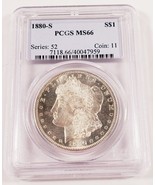 1880-S $1 Silver Morgan Dollar Graded by PCGS as MS-66 - £323.29 GBP