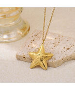 Polished Pentagram Pendant Necklace For Women in 304 Stainless Steel wit... - $18.31