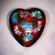 Gorgeous cloisonne beautiful Japanese copper heart trinket box - £21.74 GBP