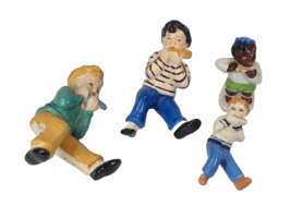Harmonica Player Boys Figurines Shelf Sitter Occupied Japan Okada Ceramic - £40.56 GBP