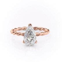 1.33 Ct Pear Cut Twisted Band Art Deco Wedding Bridesmaid Gift Handmade Jewelry  - £92.94 GBP