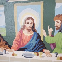 VTG Paint By Number COMPLETED Last Supper Jesus Disciples Judas Mid Century - £42.92 GBP