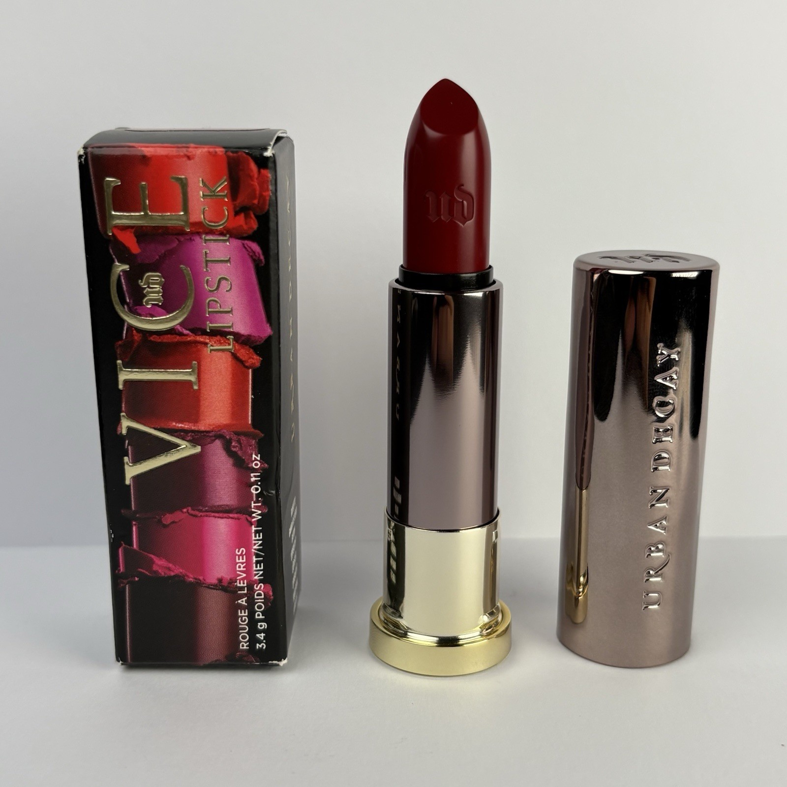 Urban Decay Gash Cream Vice Lipstick 0.11 oz Full Size Deep Red Classic New - $39.59