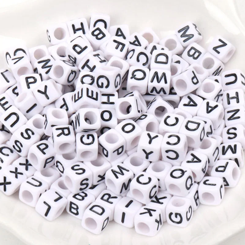Hot Wholesale White and Black Letter Alphabet Cube Acrylic Letter loose ... - £6.52 GBP+