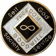 Infinity Black and Silver NA Medallion Official Eternity Narcotics Anonymous Chi - £32.46 GBP