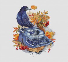 Black Raven Cross stitch autumn pattern pdf - Retro cross stitch writer - £10.05 GBP