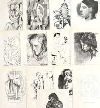 Picasso Black And White Prints 1960 Lot Of 13 Antique Art Sketches DWV8E - £23.97 GBP