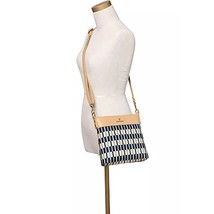 Spartina 449 Daise Hipster Crossbody Bag Natural Linen &amp; Leather Navy Bl... - $1,117.73 MXN