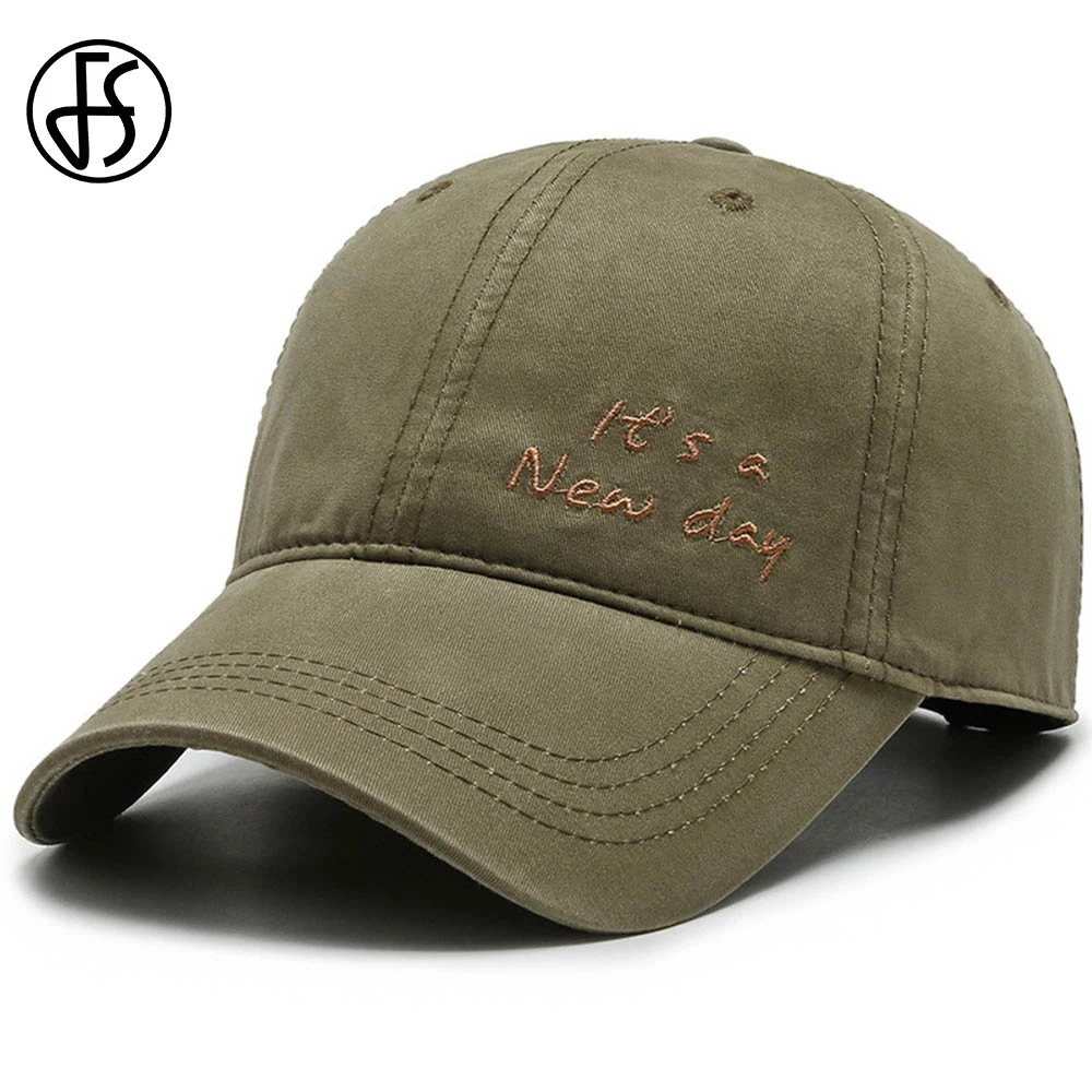 FS 2024 Summer Army Green Baseball Cap For Men Cotton Brand Letter Women  Hats - £12.45 GBP+