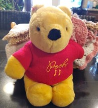 Vintage Sears Gund Winnie the Pooh 9″ Bear Red Top Music Notes Stuffed Animal - £18.66 GBP