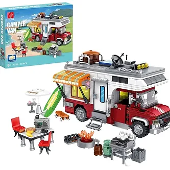 PLTOYS Beach Camper Van Vacation Set In Box RV Camper Light Exclusive Mi... - £44.71 GBP