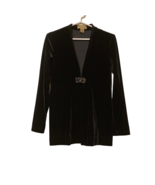 Peck &amp; Peck Women Weekend Blazer Jacket Black Open Stretch Brooch Clasp ... - $21.73