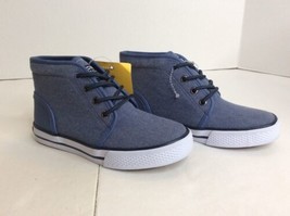 Nautica Leeway Lace Up Blue Canvas High Top Sneakers Shoes Boys Youth Si... - $34.64