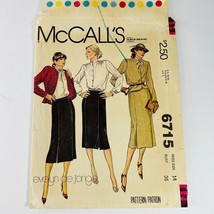 McCalls Misses Jacket Blouse Skirt Sz 14 Suit Sewing Pattern 6715 - $14.99
