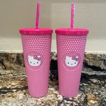 (2) Pink Hello Kitty Studded Tumbler Valentine&#39;s Travel Cup NEW by - £33.41 GBP