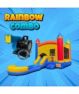 Inflatable Rainbow Rental Bounce House Combo Water Slide Pool DRY with B... - $1,499.00