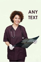 Custom Nurse Scrub &amp; Trouser Set, Embroidered Charcoal Or Wine Personili... - $44.54