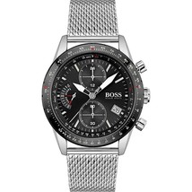 Hugo Boss Homme Chronographe Pilote Montre HB1513886 Noir Argent Garantie - £104.39 GBP