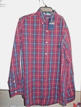 Chaps Easy Care Mens Sz S Button Up Shirt Maroon Blue Plaid New ret $55 - $14.85