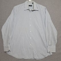 Hugo Boss Men&#39;s Dress Shirt Size 17 34-35 Gray Striped Long Sleeve Button Up - £21.25 GBP