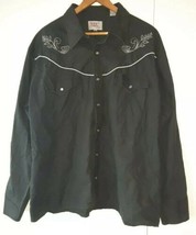 ELY Diamond Men&#39;s VTG Pearl Snap Shirt Charcoal Gray Long Sleeve XL (UU) - £13.74 GBP