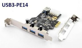 Usb 3.0 Pci-Express 3+1 Port Card With 4-Pin Molex Power + Low Profile B... - £45.25 GBP