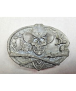 Vintage Siskiyou Cowbow Skull Crossed Rifles Belt Buckle 1989 Skeleton W... - $68.31 CAD