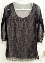 RXB Black And Grey Gray Women&#39;s Junior&#39;s Medium 3/4 Sleeve Lace Top (NW/OT) - $7.99