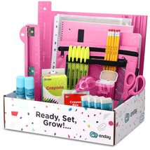 Enday Back to School Supplies for Kids Pink School Supply Box School Gift New - $19.96