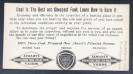 1940 Alwart Bros Coal Rogers Park &amp; Evanston Advertising Postal Card Postcard - £24.52 GBP