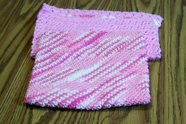 Crochet Dishcloth, Handmade Dishrag, Washcloth, Facecloth, Pink, White, Hotpad - £11.85 GBP