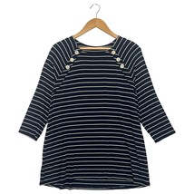 J Jill Wearever Collection Shirt Womens Medium Petite Striped Button 3/4... - $24.74
