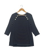J Jill Wearever Collection Shirt Womens Medium Petite Striped Button 3/4... - $455.40 MXN