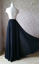 Black Chiffon Maxi Skirt Outfit Women Custom Plus Size Side Split Chiffon Skirt image 2