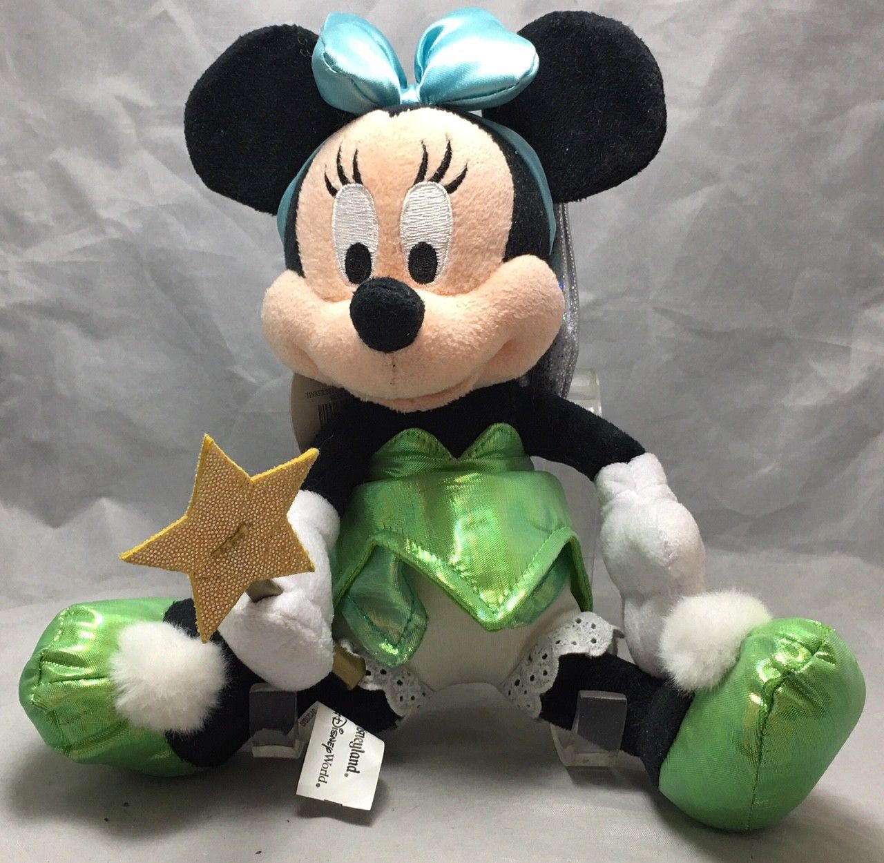  MINNIE MOUSE DISNEY 12” PLUSH GREEN BLACK WHITE BLUE GOLD SILVER - £11.15 GBP