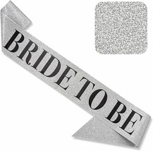&#39;Bride to Be&#39; Sash for Bachelorette Party - Bridal Shower Silver Glitter Sash wi - £9.48 GBP