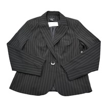 George Blazer Womens 8 Black Peak Lapel Single Breasted Pinstripe Stretc... - £20.45 GBP