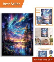 5D Starry Sky Diamond Art Kit - Aurora Lake Scene for Stunning Home Decor - $21.73