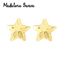 Pure Gold Women Earrings Simple Star Modelling AU750 Stud Earrings Dual Layers - £29.09 GBP