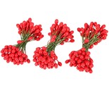 300 Pieces Artificial Holly Christmas Fake Berries On 150 Wire Stems For... - £14.37 GBP