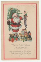 Vintage Postcard Christmas Santa Claus Stocking Toys 1927 For a Happy Child - £6.98 GBP