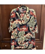 Ralph Lauren Chaps Mens Shirt XLT Blue Floral Hawaiian Tropical Pockets SS - $33.66