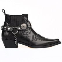 FootCourt Women Cowboy Ankle Boots Black Genuine Leather Retro Women Boots Boots - £227.70 GBP