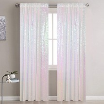 Sequin Curtains 2 Panels Iridescent White 2Ftx7Ft Sequin Backdrop Curtain 84In - £31.96 GBP