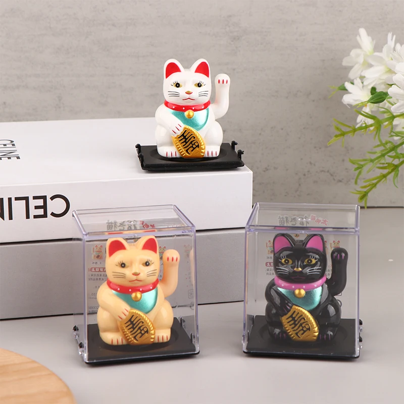 Solar Powered Lucky cat Waving Arm Beckoning Fortune Cat Lucky Cat For Home - £10.86 GBP+