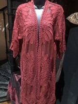 Arándano Rojo Encaje Kimono Vintage Buscar Bordado Capa - £59.42 GBP