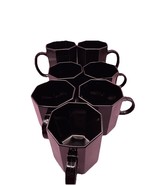 Arcoroc Black Octagon / Octime Glass Coffee Mugs - Set Of 7 - France 3” ... - $29.69