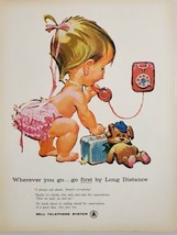 1960 Print Ad Bell Telephone System Baby Girl Talks on Wall Phone  - $11.68